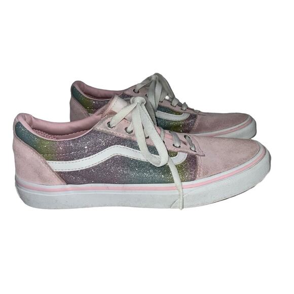 Vans Old Skool Size 5 Shoes Sneakers Pink Purple Rainbow Glitter Suede - Picture 1 of 6